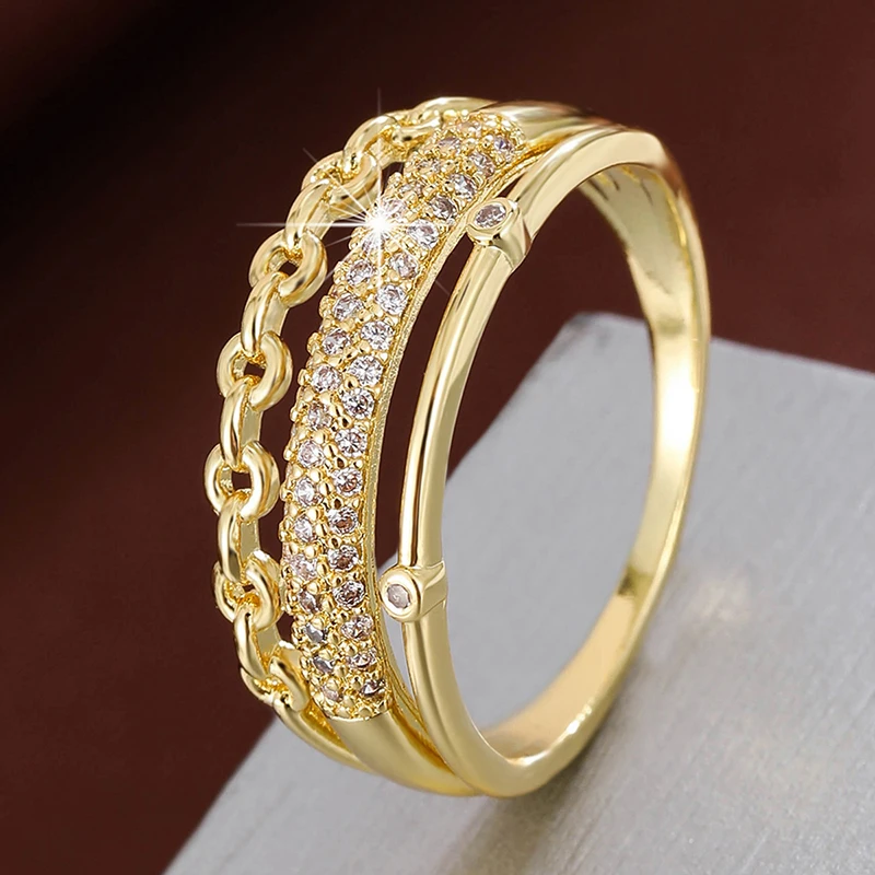 Fashion unique design copper ring for women's jewelry accessory,Inlaid synthetic zirconia