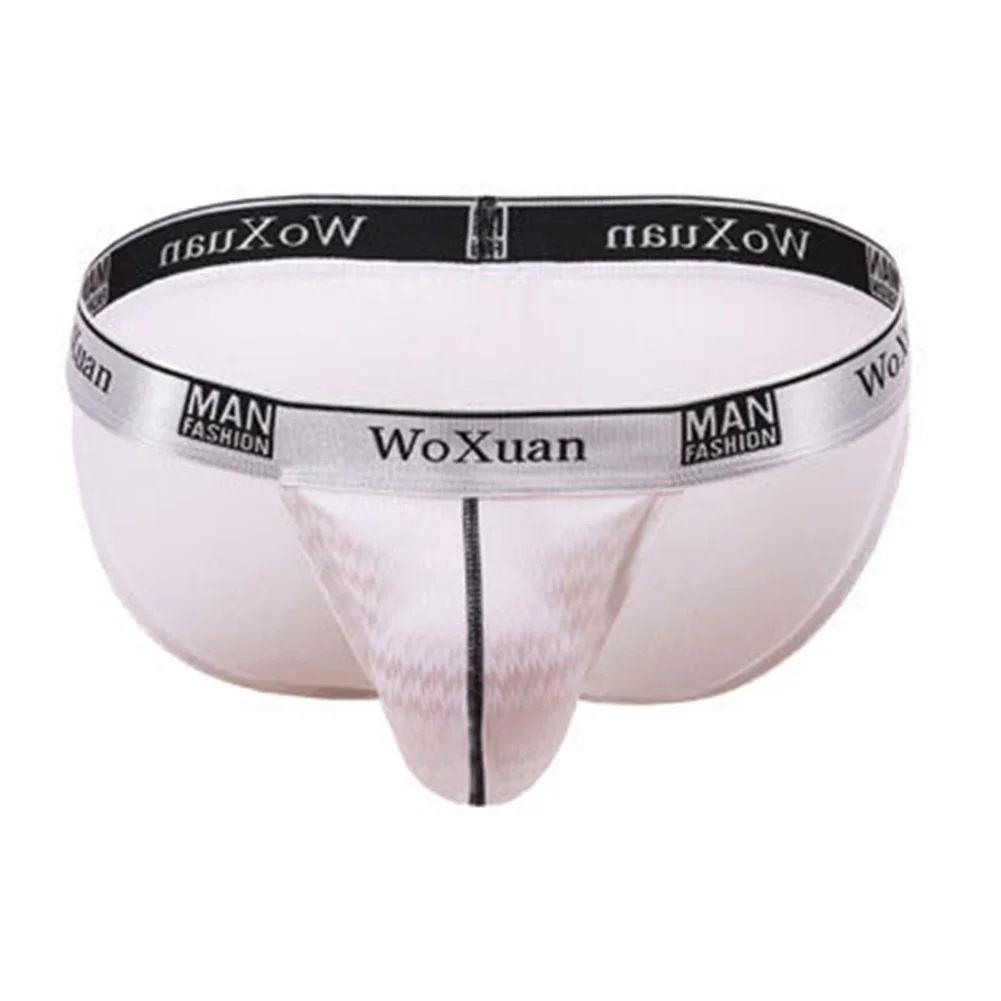 Men Briefs Sexy Big Pouch U Convex Thong Middle Waist Hip Lift Underwear Solid Hight Cut Panties Seduction Erotic Underpants