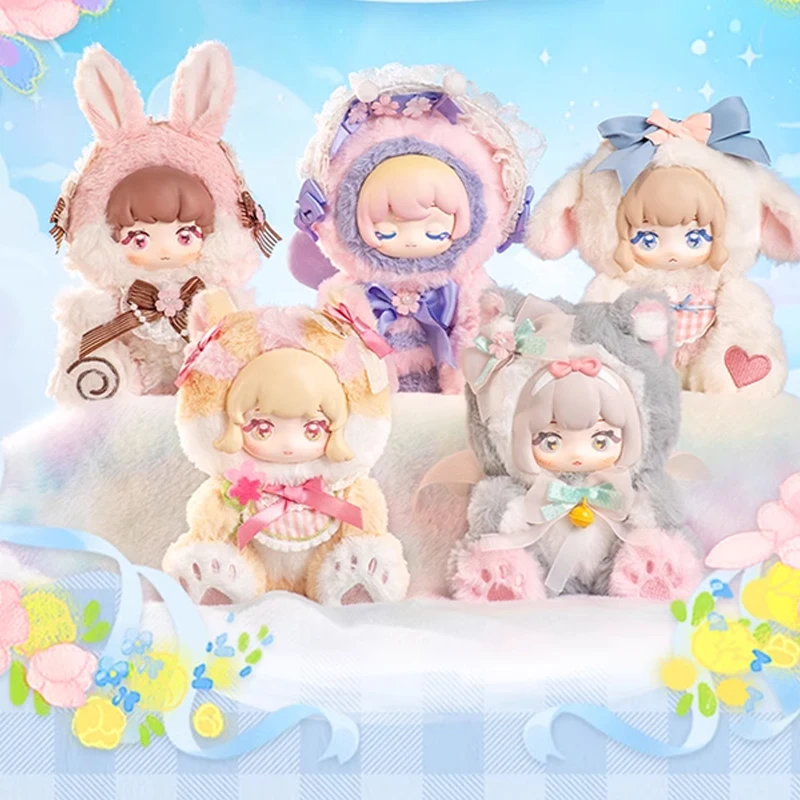 Ninizeee-庭の詩のぬいぐるみシリーズブラインドボックス、手作りの潮人形の装飾、かわいい女の子の人形、誕生日プレゼント、本物