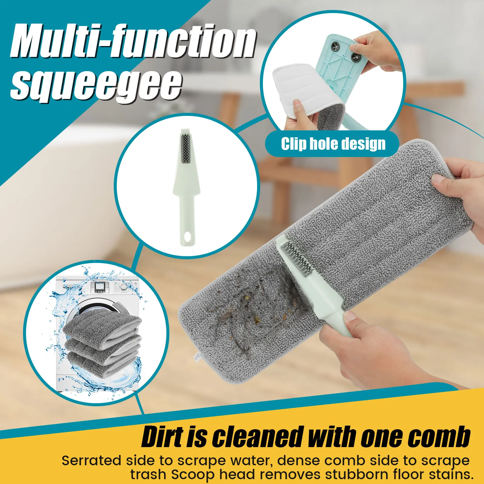 Microfibre Spray Mop with 3 Washable Mop Pads 360° Rotating Floor Spray Mop Cleaner with Scraper Flat Mop with Sprayer