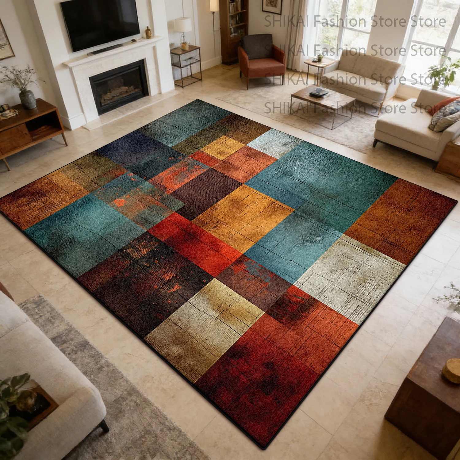 Modern Abstract Art Colorful CARPET FOR LIVE ROOM Easy Clean Fluffy Large Area Floor Mat Decoration Balcony Non-slip Soft Rugs