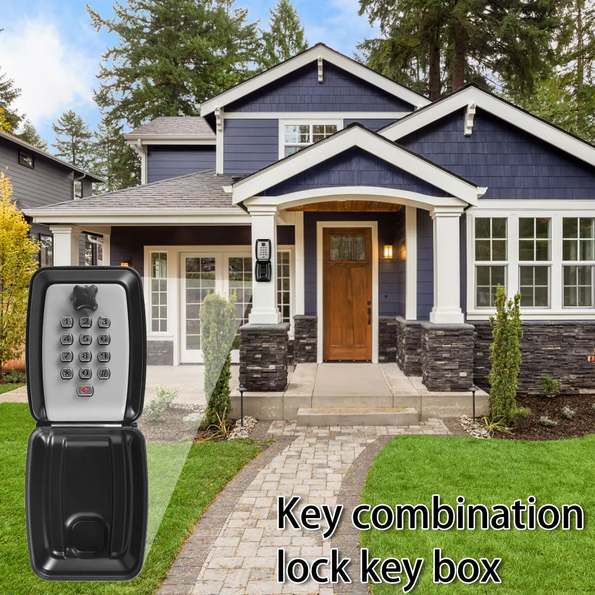 Wall Mounted Key Lock Box 12 Digit Combination Password Code Security Lock for Home Office Key Safe Secret Storage Box Organizer