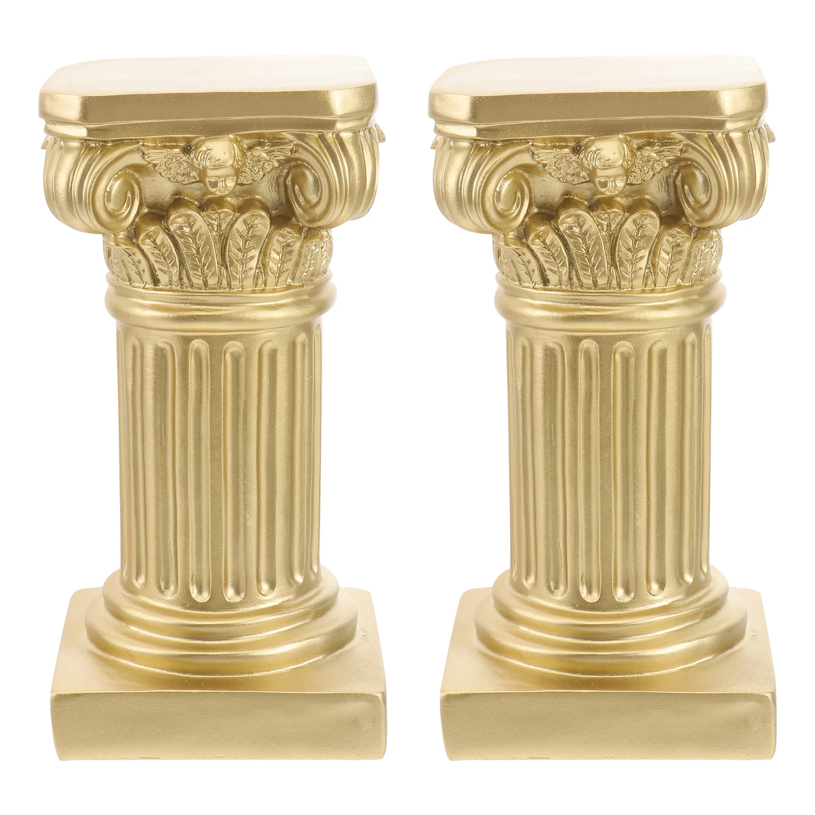 

2Pcs Roman Pillar Statues Resin Craft Ornaments Luxury Home Decor Wedding Table Garden Photo Props Sculpture Display