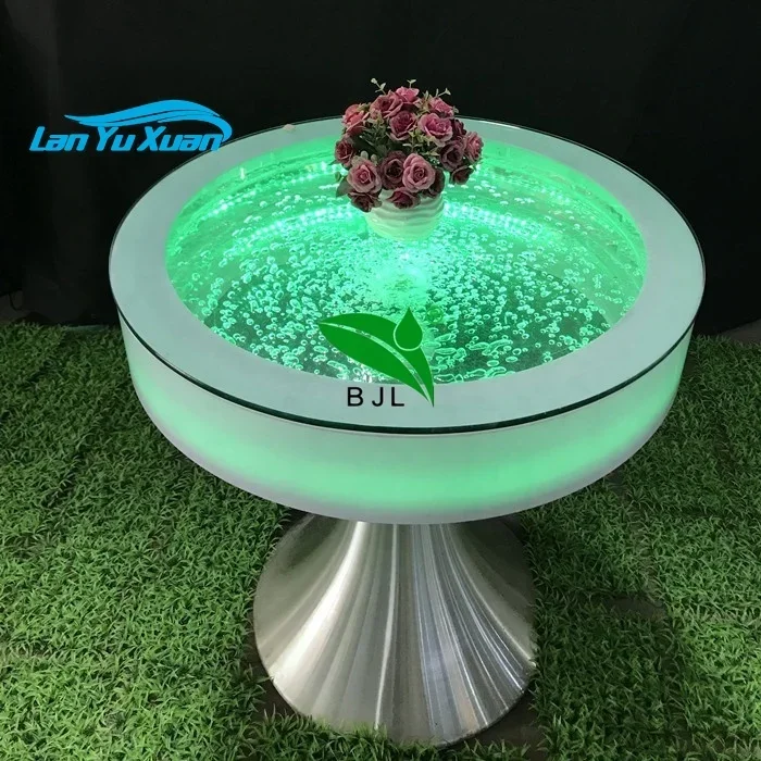 

modern led light round water bubble tabletop dining table set