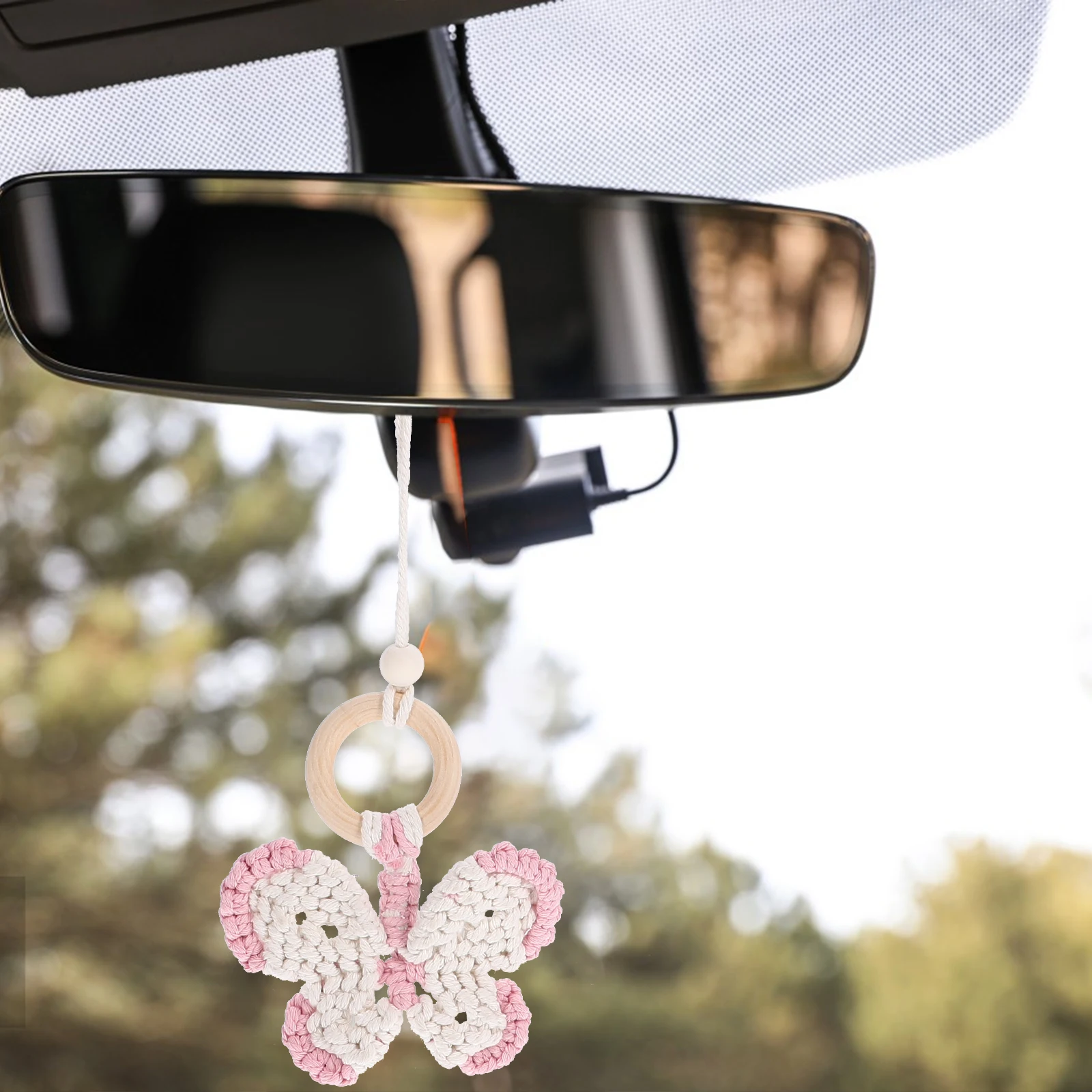 

Fashionable Purple White Butterfly Car Hanging Ornament Elegant Auto Interior Rear View Mirror Accessories