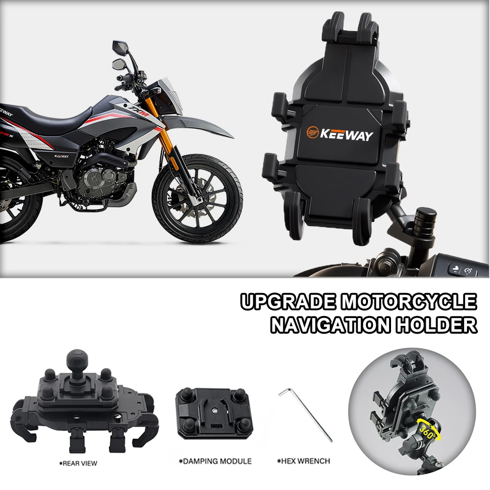 Motorcycle Phone Holder With Shock Absorber Anti-Vibration 360° For Keeway K-Light RKR RKV RKF Hurricane Vieste 300 Cityblade
