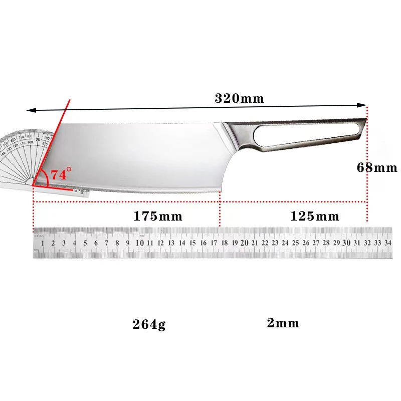 Slicing Knife M390 Core 3 Layers Clad Steel Blade Sharp Cleaver Meat Vegetables Handmade All-in-one Kitchen Knives Cooking Tools