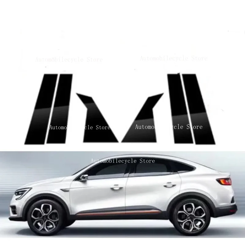 6PCS Glossy Black Pillar Posts Fit For Renault XM3 Samsung XM3 2020 2021 2022 2023 Window Moulding B C Center Sticker Cover