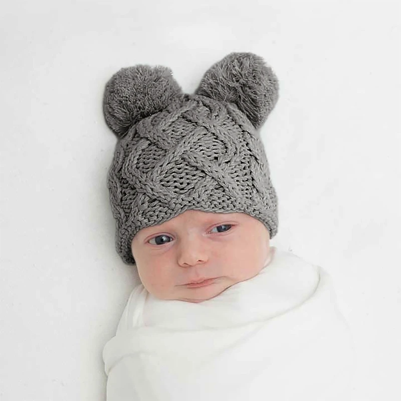 Chapéu para fotografia bebê recém-nascido, gorro urso malha quente, adereços para 0-6 meses