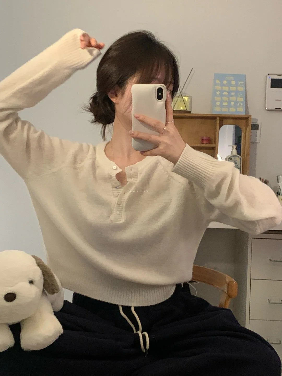 

Простой белый свободный женский вязаный свитер с открытым воротником, повседневный длинный све, топ f на пуговицах, мягкий, удобный модный