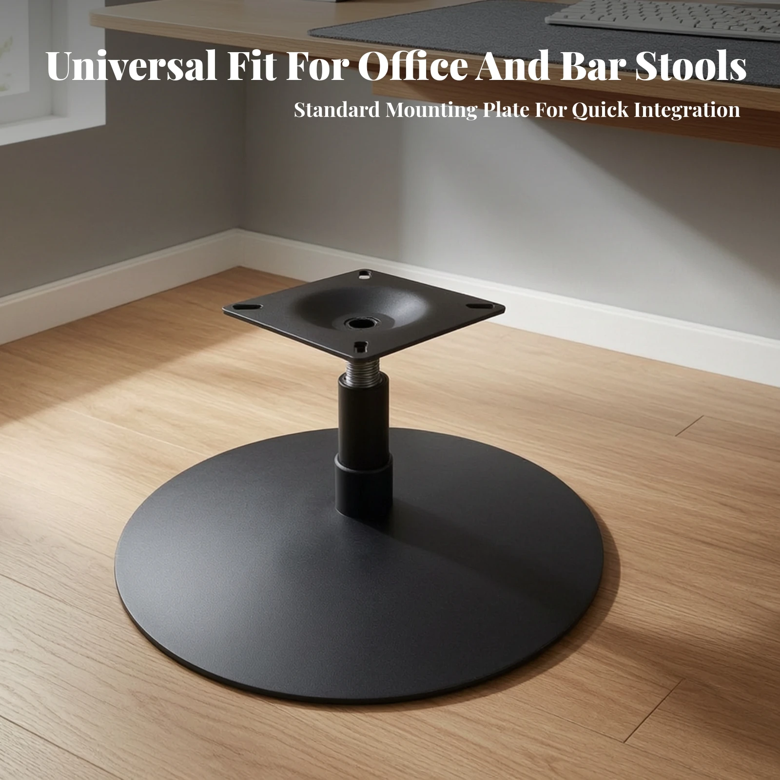 Chair Base with Round Disc Foot Matte Black Swivel Chair Base Furniture Long-Lasting Low Silhouette for DIYers, Office
