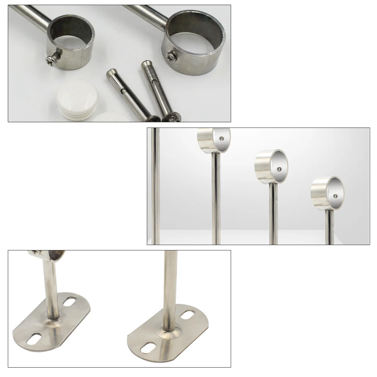 

2Pcs Stainless Steel Balcony Ceiling Bracket Heavy Duty Rod Mount for Closet Cabinet Shower Curtain Support Wall Mount Socket