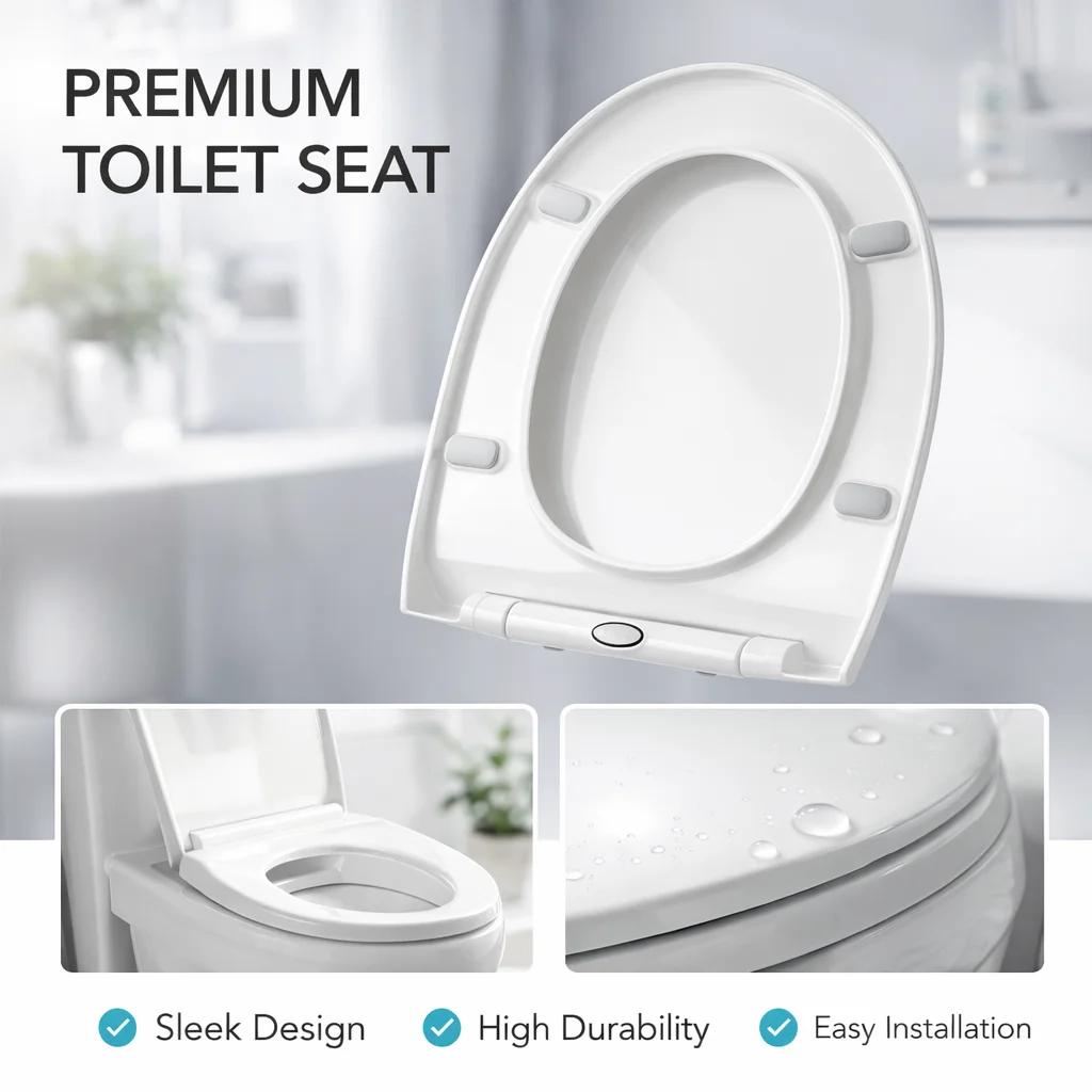 

Quick Install Toilet Seat, Durable Plastic Replacement Lid, Universal Fit Most Home Bathroom Toilets
