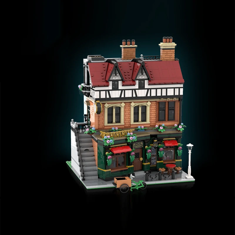 도시 스트리트 뷰 모델 MOC 빌딩 벽돌 레트로 호텔 건축 모듈 형 기술 선물 휴일 조립 어린이 장난감 정장