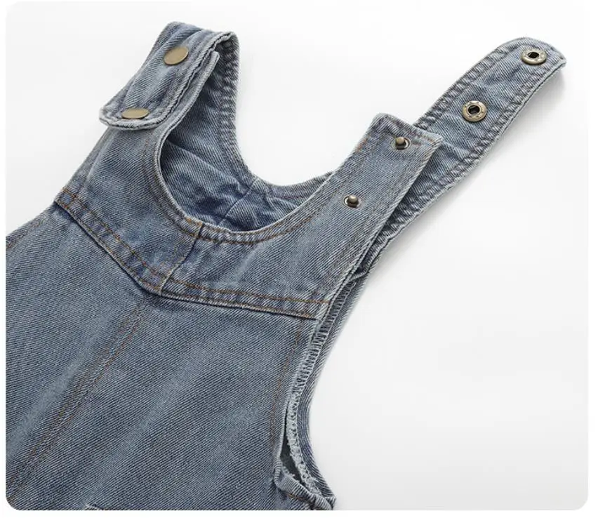 2026 Neue Koreanische Version Weicher Gewaschener Denim Kinder-Overall Jungen und Mädchen Vordertasche Einfarbig Integrierte Hose 0-5 Jahre – Detail 7