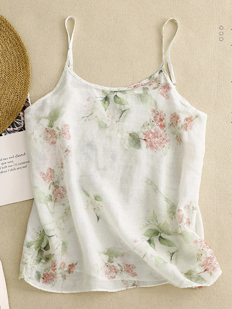 

Summer Casual Floral Print Small Strapl Top plus Size Women's Inner Wear Anti-Aging Casual Versatile ort Vest