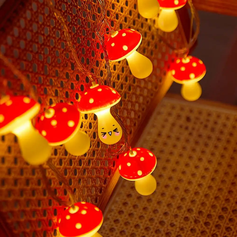LED Mushroom String Lights For Outdoor Patio Garden Decoration Kids Bedroom Interior Tent Holiday Atmosphere Lighting Lamp