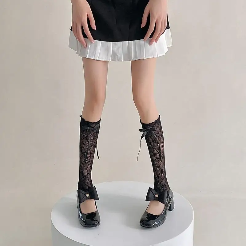 Spitzen-Rüschen Y2k Handschuhe Fingerlose Handschuhe Fäustlinge JK Lolita Kawaii Damen Netz-Fischernetz Schleifenhandschuhe – Detail 5