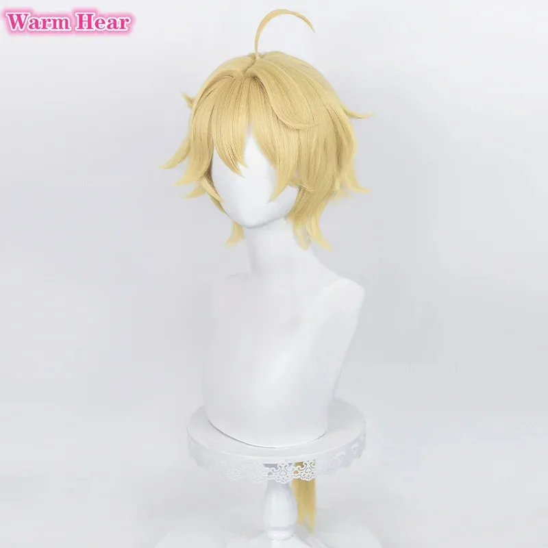 게임 여행자 에더 루미네 코스프레 황금 내열성 합성 머리 가발 소품 + 가발 모자