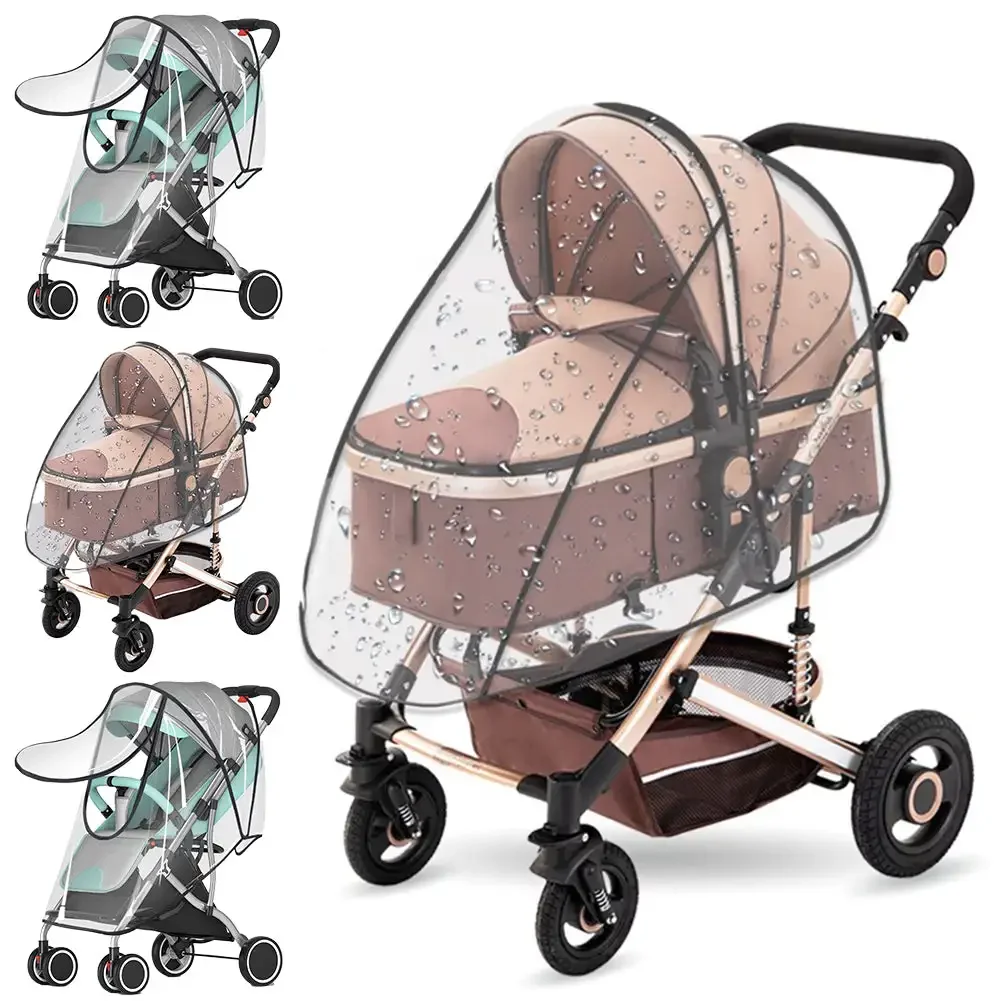 Capa De Chuva De Carrinho De Bebê, Capa De Pram Impermeável, Escudo De Poeira De Vento, Zipper Transparente Aberto Para Pushchairs Raincoat, Acessórios De Carrinho De Carrinho