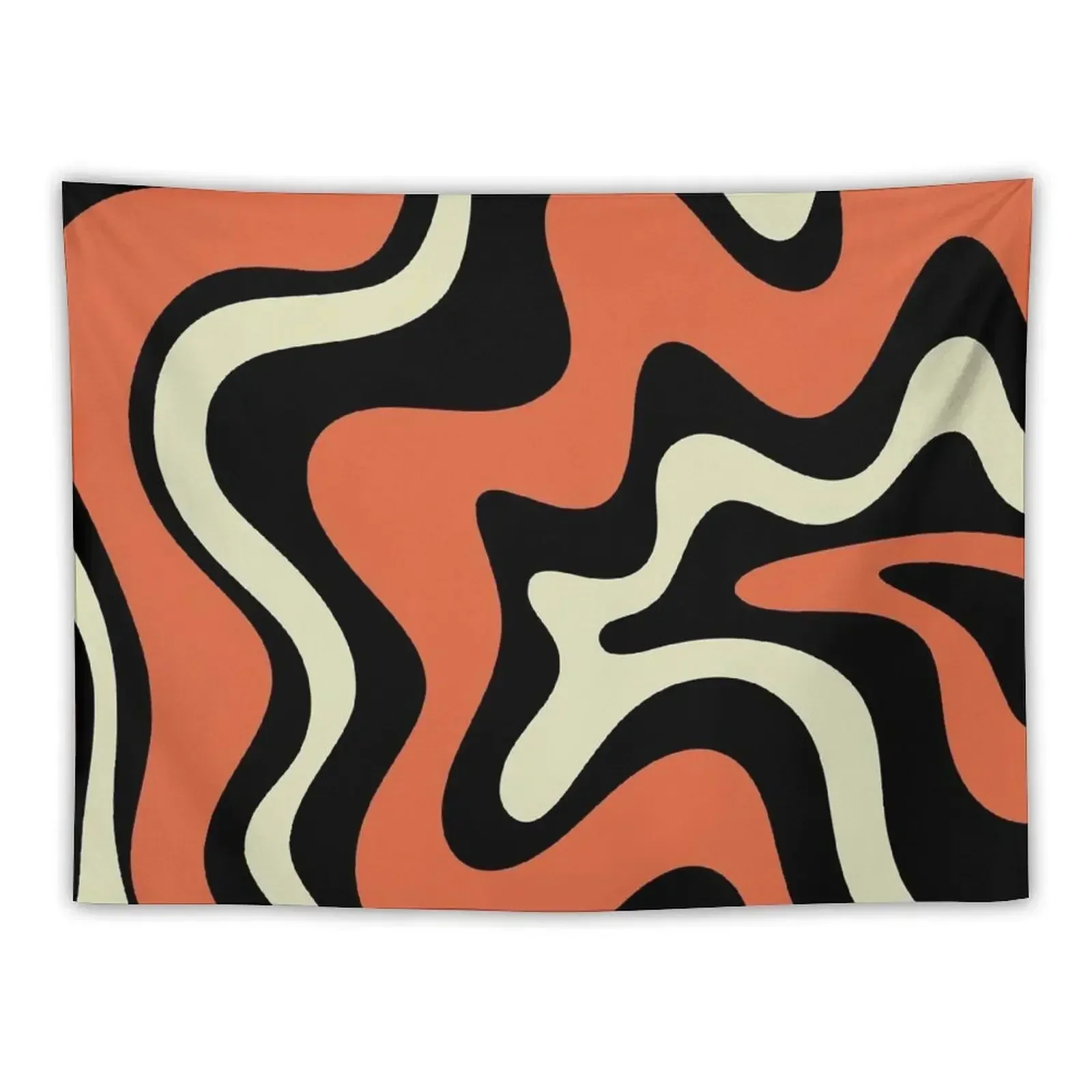 

Retro Liquid Swirl Abstract Pattern Black Orange Cream Tapestry Things To Decorate The Room Decoration Home Tapestry