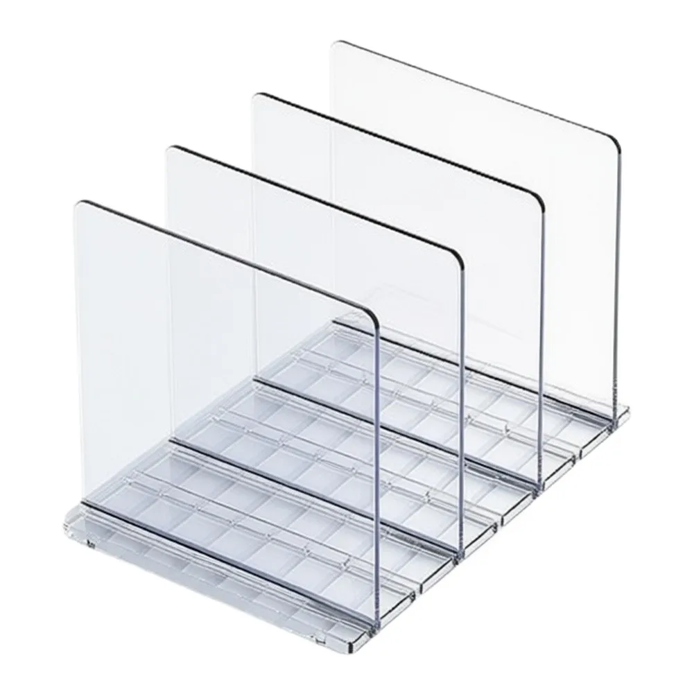 Clear PET Towel Organizer Vertical Layout 4 Adjustable Compartments for Rolled Towels 31.5 cm Tall Bathroom Storage