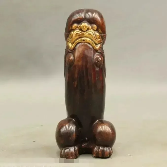 

Ancient Culture Chinese Bronze Gilt Mighty Beast Lion PiXiu Shape Penis Statue