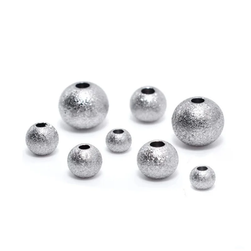 Stainless steel frosted through hole bead punching bead drilling bead bead handstring Accessories diy beaded handmade material