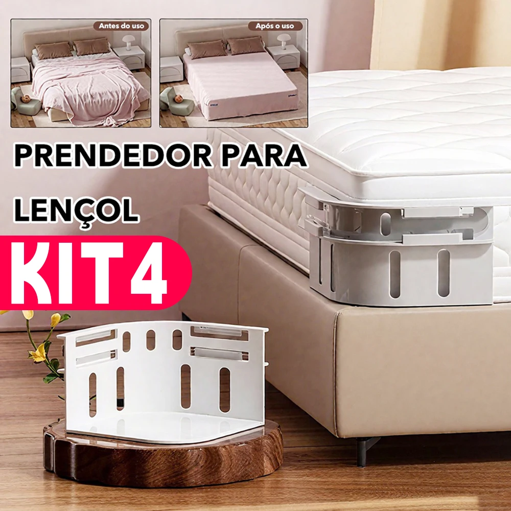 Kit de Fita Elástica Antiderrapante para Lençol Ajustável Sem Pregos e Sem Adesivo Protege Seu Colchão