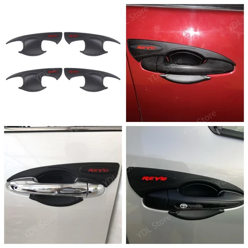 Para Toyota Hilux REVO 2015-2020 protección de puerta manija de inserción cubierta de cuenco piezas de automóvil ABS negro mate accesorios de coche