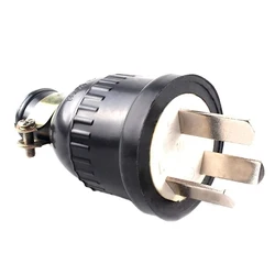 Waterproof Black China Australia 3pin Power Cable Wiring Industry Connector 250V 10A Rubber Trisprong AU Locked Power Plug