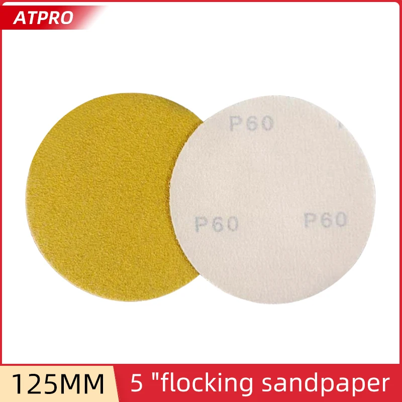 

5-Inch Dry Sandpaper 125MM Round Flocking Abrasive For Automotive Woodwork Sanding 80-600grit