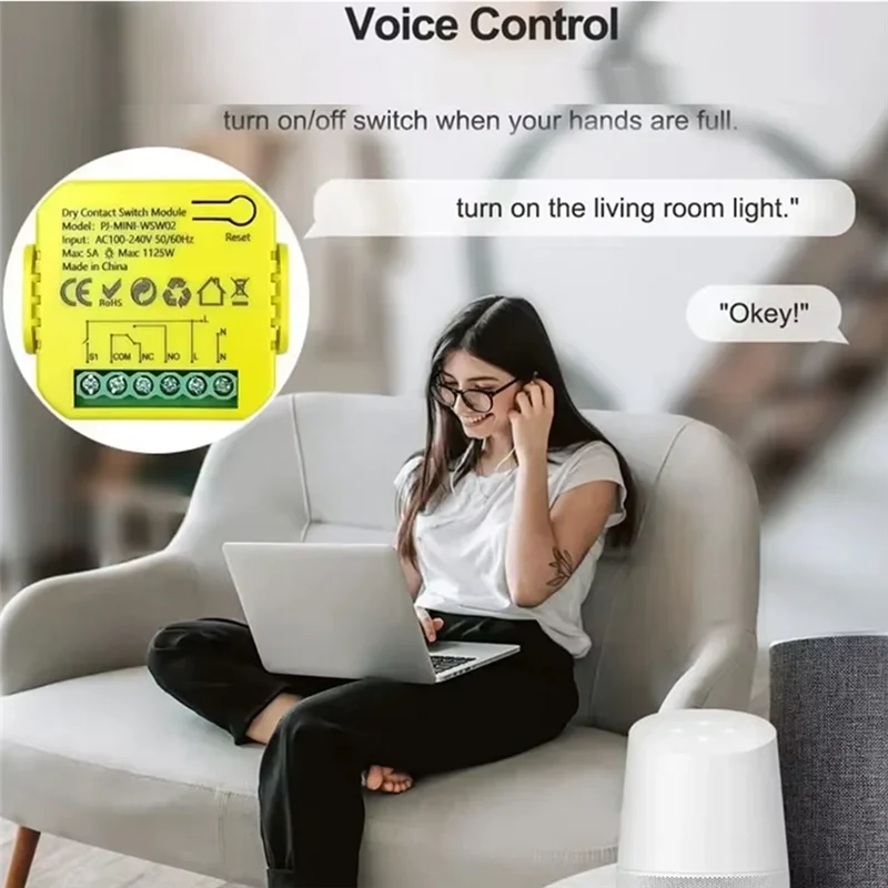ABMF-Zigbee Relay Dry Contact Switch Tuya Smart 5A App Remote Control Timing DC12/24V AC100-240V Supports Google Home Alexa