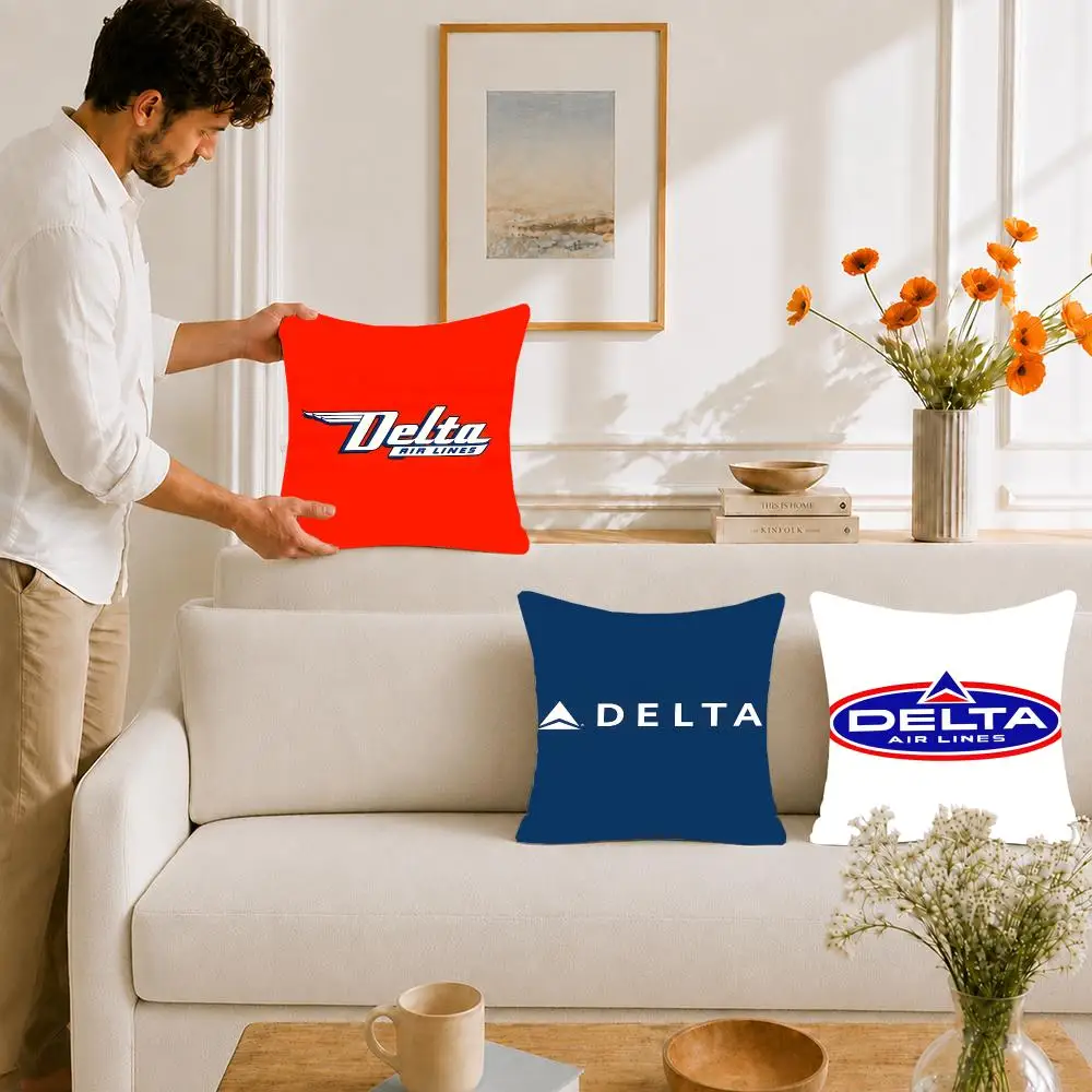 Airline Travel Delta Air Lines Cushion Cover Portable floor cushion for travel Yoga Minimalist text 2way tricot