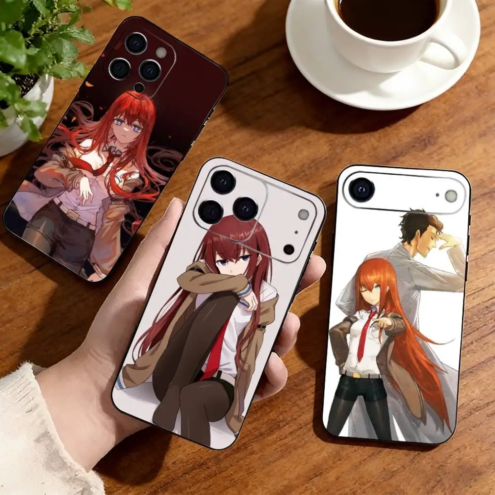 Steins Gate Kurisu Makise  Phone Case For iPhone17,16,15,14,13,12,11 Plus,Pro Soft Silicone Black Cover