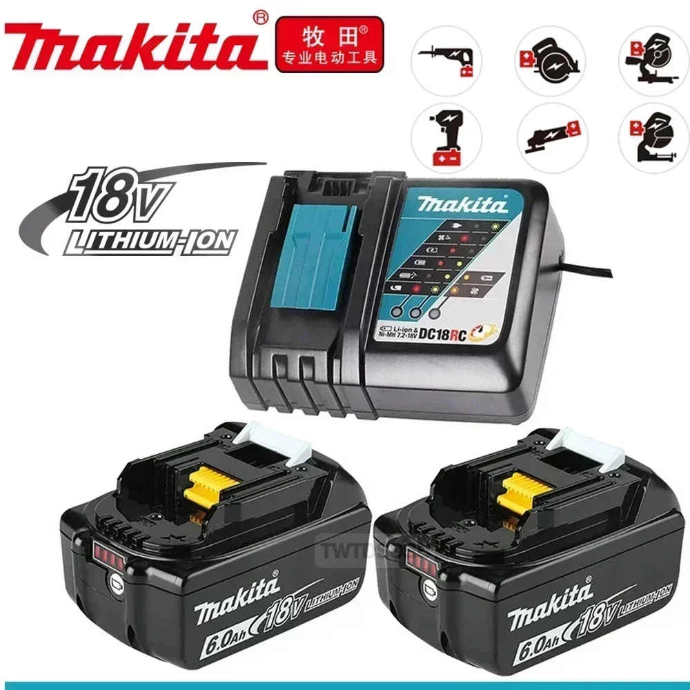 

100% Original Makita Rechargeable Power Tool Battery, Replaceable LED Lithium-ion, 6.0 Ah 18V LXT BL1860B BL1860BL1850 BL1830