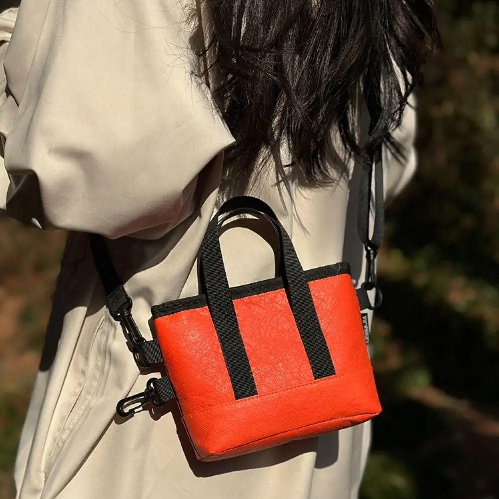

Zipper PU Dupont Paper Shoulder Bag Harajuku Pendant Men Crossbody Bag Portable Tote Mobile Phone Pack Outdoor