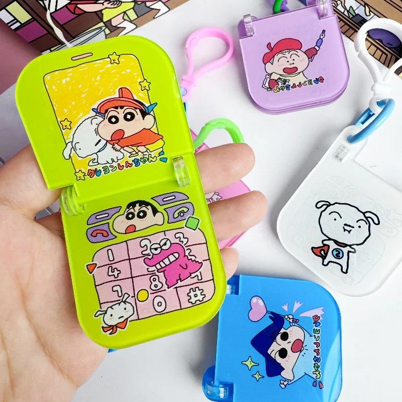 Anime Crayon Shinchan Keychain Cartoon Small Flip Phone Crayon Key Chain Wholesale Cute Girl Bag Pendant Best Friend Gift