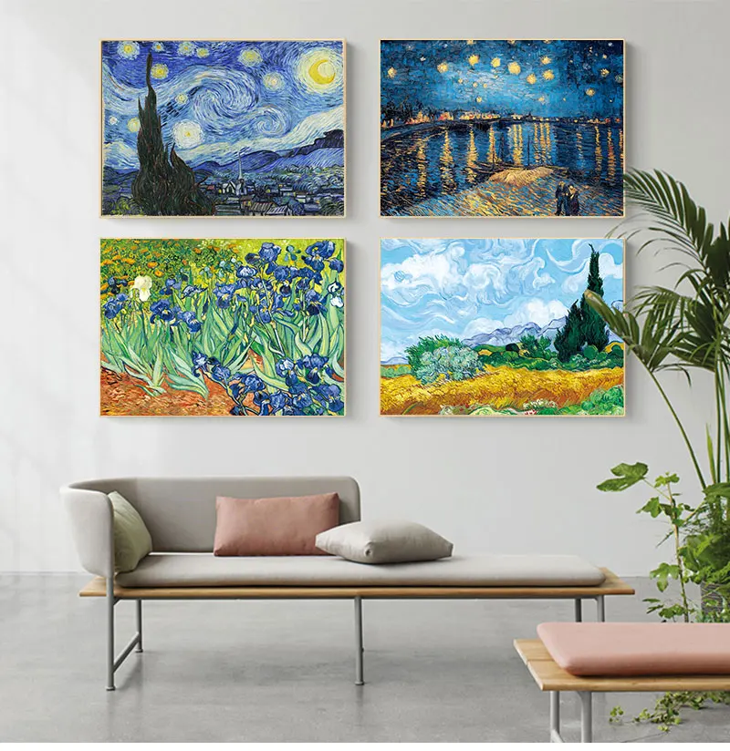 Murals Van Gogh Oil Painting Works Sunflower Apricot Abstract Canvas Art Room Decor Print Poster Picture Wall House Decoration