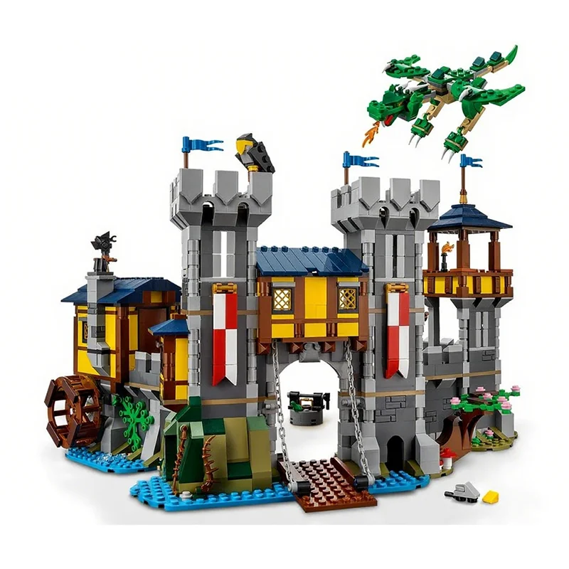 

771 шт. Hunter's Retreat MOC DIY деревенские строительные блоки-люстра с рогами и каменный камин для уютной атмосферы