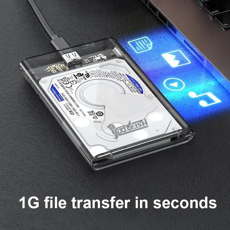 Transparent Hard Drive Box USB3.0 SATA Solid State 2.5-inch external Type-C universal laptop external portable hard drive box