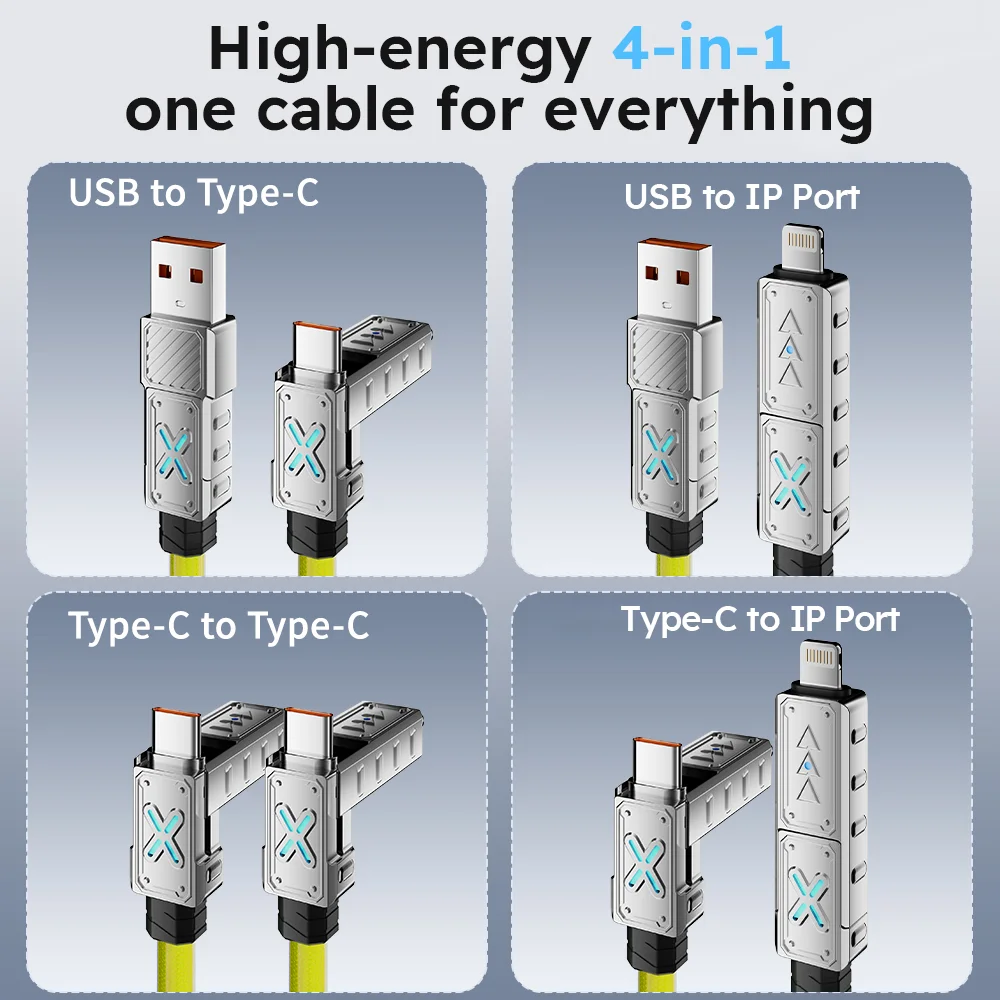 كابل بيانات شحن سريع للغاية 1.5 متر/59.06 بوصة 240 وات 4 في 1 لهواتف iPhone وسامسونج وهواوي وشاومي كابل شحن متعدد المنافذ #3