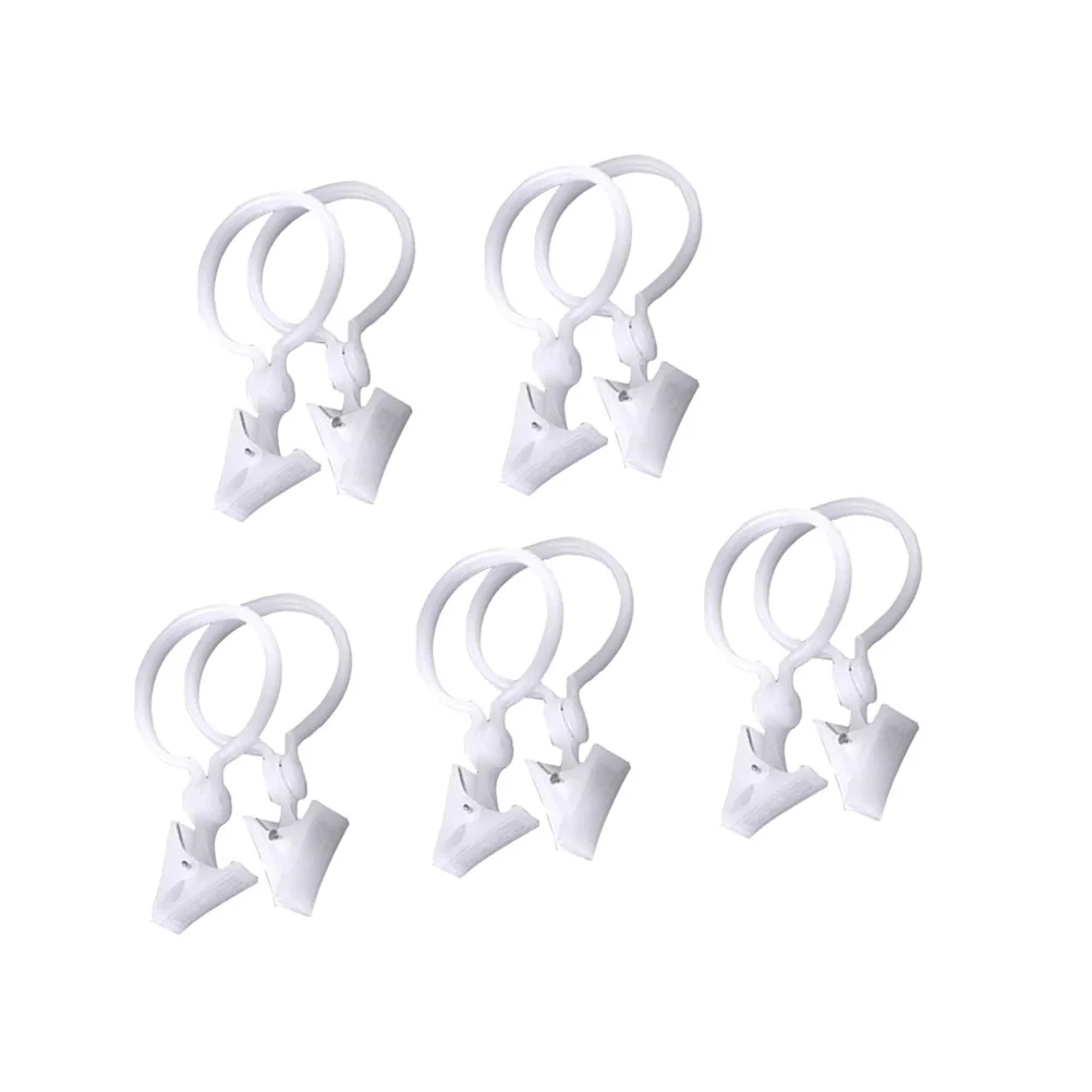 

30pcs 12X6Cm White Plastic Shower Curtain Clips Round Buckle For Bathroom Curtain Hanger Pothook Clasp Rings Home Decor