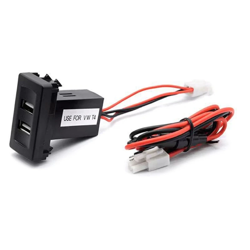 for Volkswagen-T4 Car Dual Port Adapter Portable Cigarette USB Charging Cable Quick