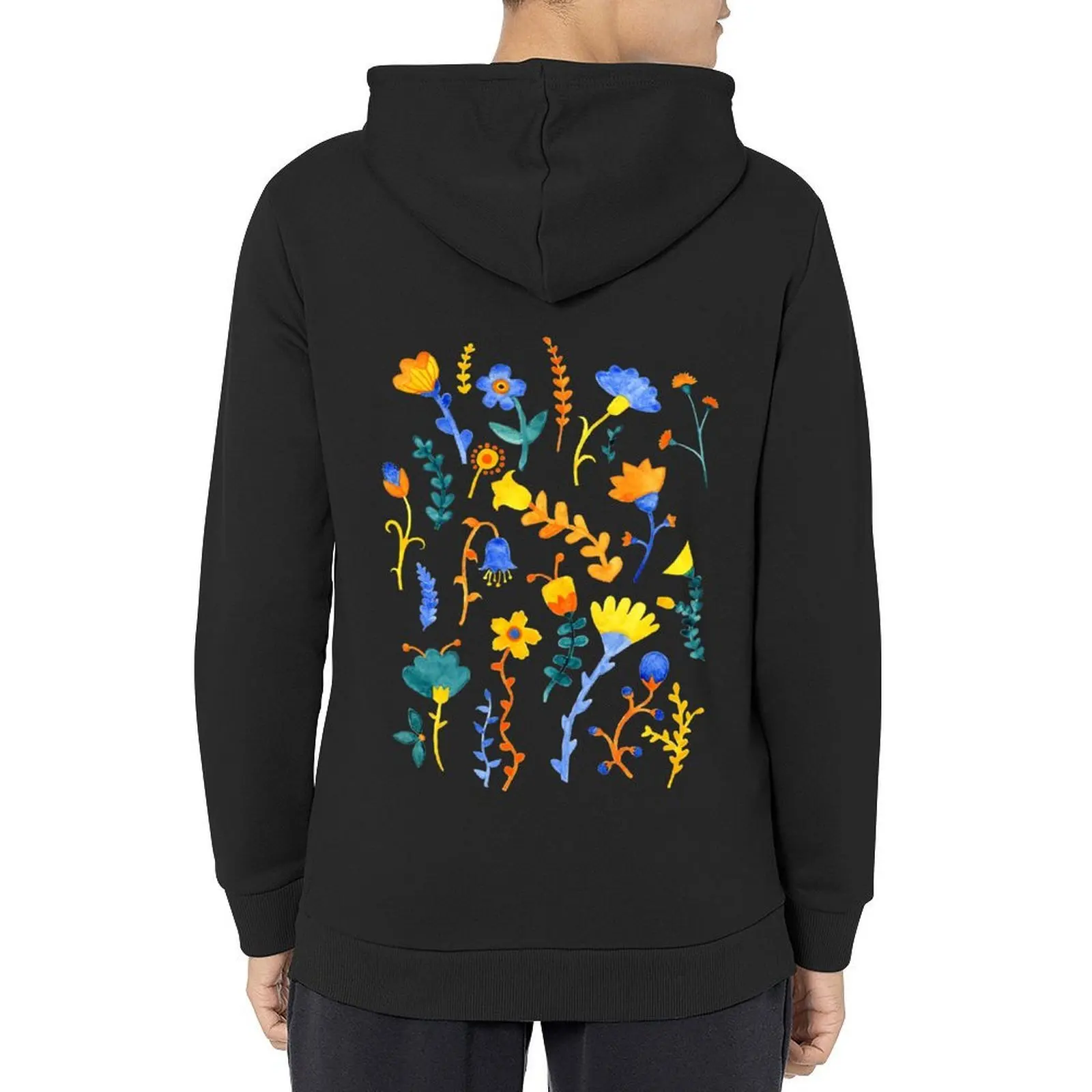 

Modern Floral Folk Art Hoodie korean clothes aesthetic clothing autumn autumn jacket men men hoodie