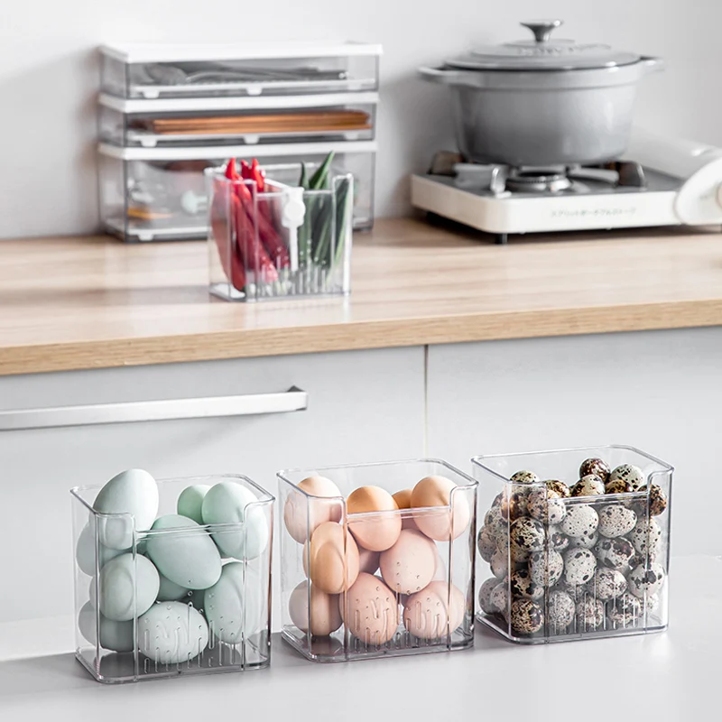 Kitchen Fridge Organizer,Food Storage Containers,Egg Storage Box,Fridge Side Door Storage Box for Vegetables Fruit Beverages