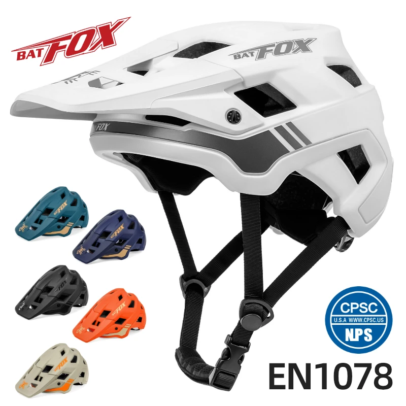 

BATFOX Men Cycling Helmet With Sun Visor MTB Road Bike Trail XC Helmet Adjustable Ultralight Safety Sport Adult Bicycle Helmet