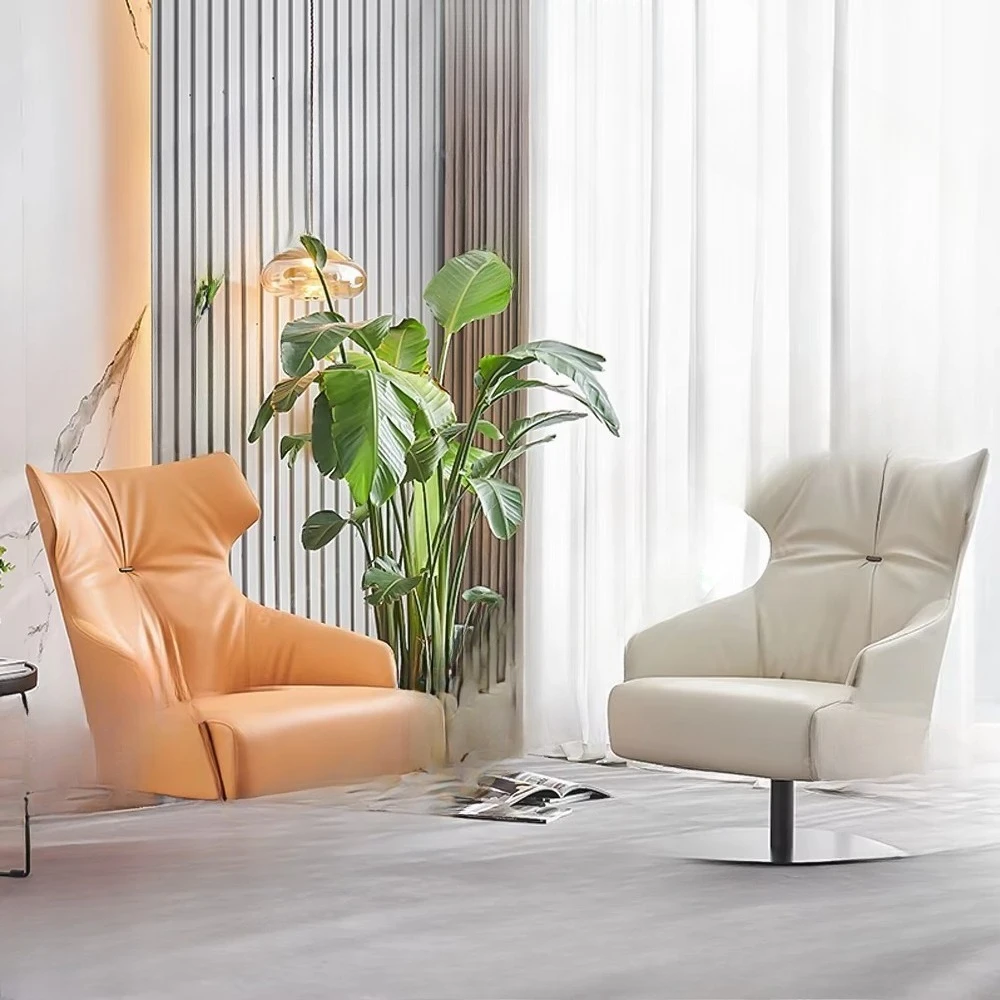 كرسي بذراعين من الجلد أريكة واحدة لغرفة المعيشة على الطراز الحديث #5