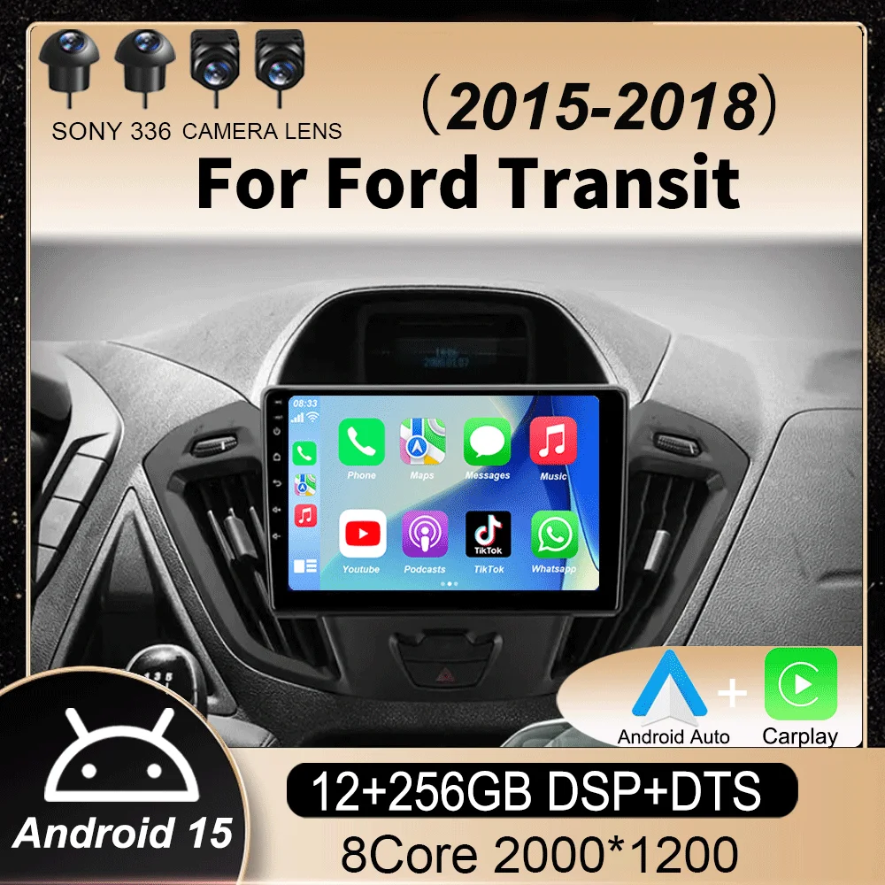 

Android 15 Wireless Carplay e Auto WIFI + 4G per Ford Transit 2015 2016 2017 2018 autoradio lettore Video multimediale Stereo 2d