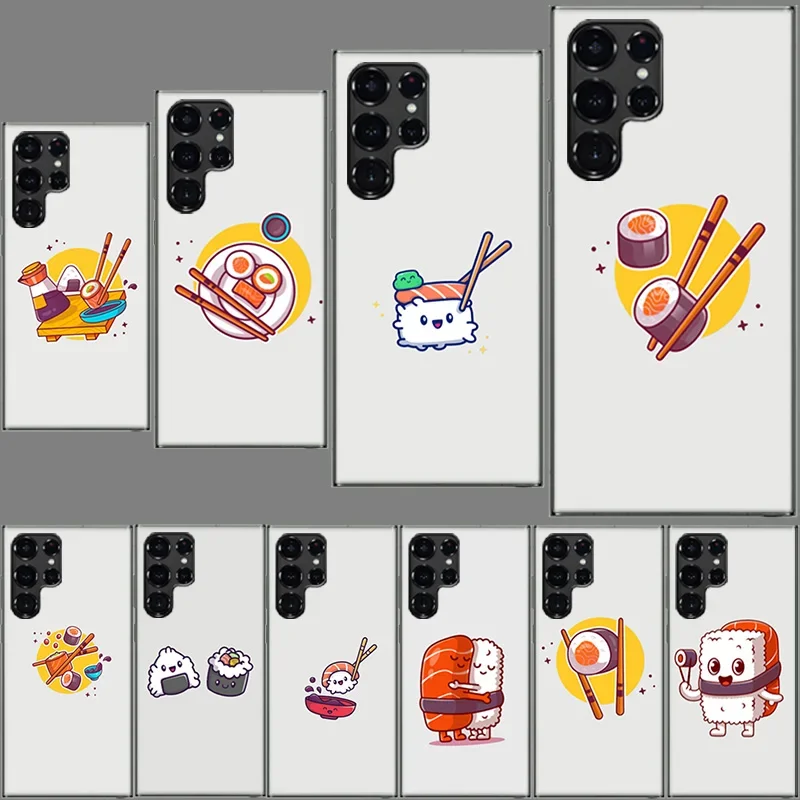 Cute Cartoon Sushi Clear Clear Case for Samsung Galaxy S24 S23 S22 Ultra S21 S20 FE TPU Capa Phone Cases S10 5G S9 S8 Plus S10e